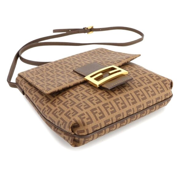 FENDI Zucchino Shoulder Bag PVC Leather Brown 8BT075 90285401 - Picture 5 of 11